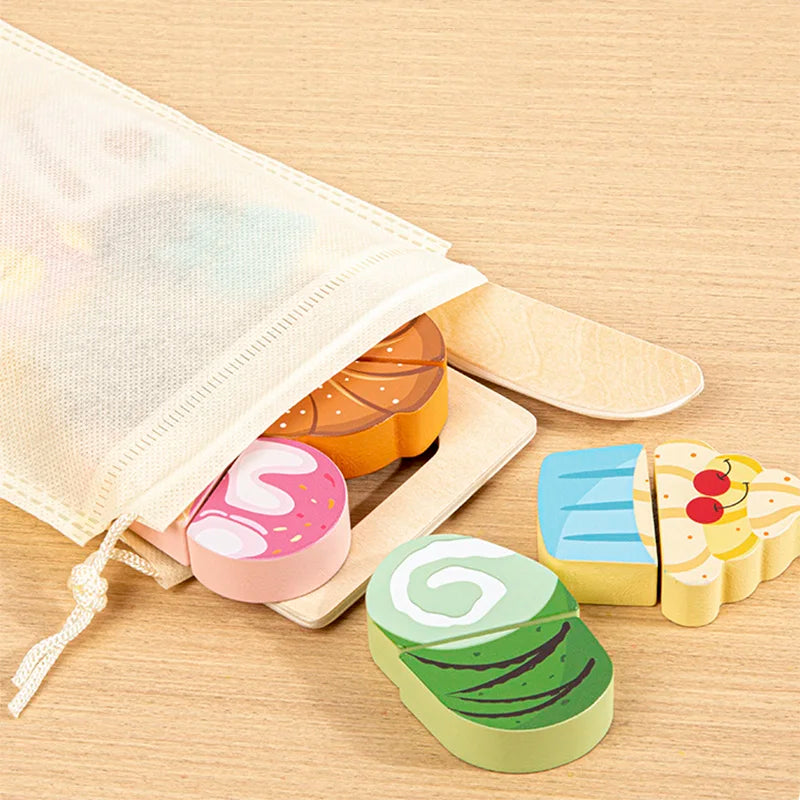Pretend Kitchen Wooden Toy Game - Educational Cutting Fruit & Veg