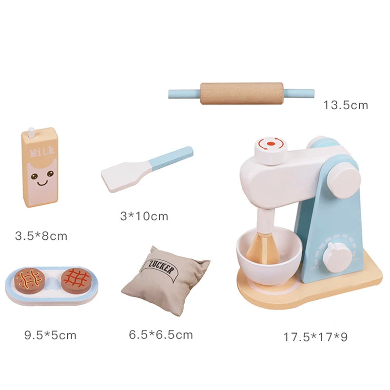 Wooden Kitchen Pretend Play Toy - Simulation Coffee machine, Toaster, Food Mixer +