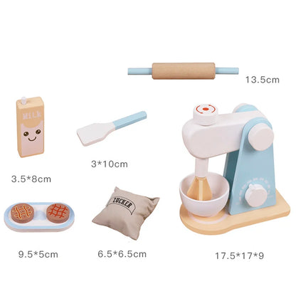 Wooden Kitchen Pretend Play Toy - Simulation Coffee machine, Toaster, Food Mixer +