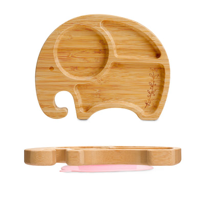 Wooden Bamboo Baby Suction Plate -  Elephant or Cloud