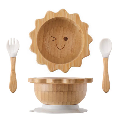 Sun Bamboo Suction Bowl – Optional Matching Cutlery Set