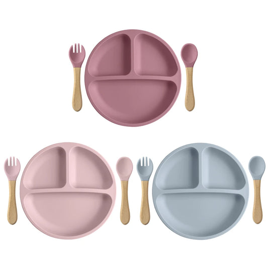 Silicone Plate with Cutlery Included - BPA Free