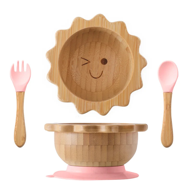 Sun Bamboo Suction Bowl – Optional Matching Cutlery Set