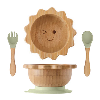 Sun Bamboo Suction Bowl – Optional Matching Cutlery Set