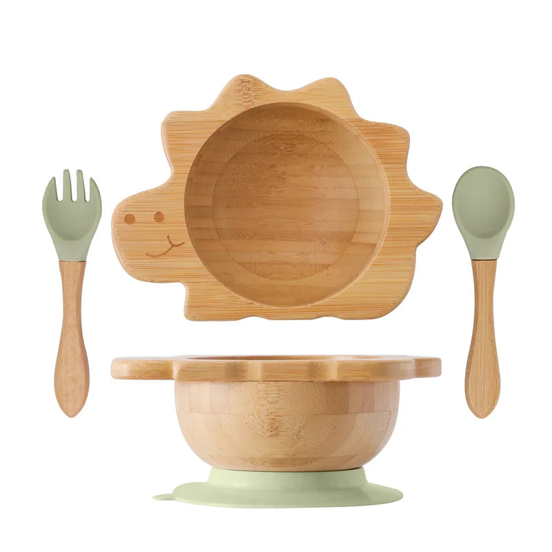 Dinosaur Bamboo Suction Bowl – Optional Matching Cutlery Set