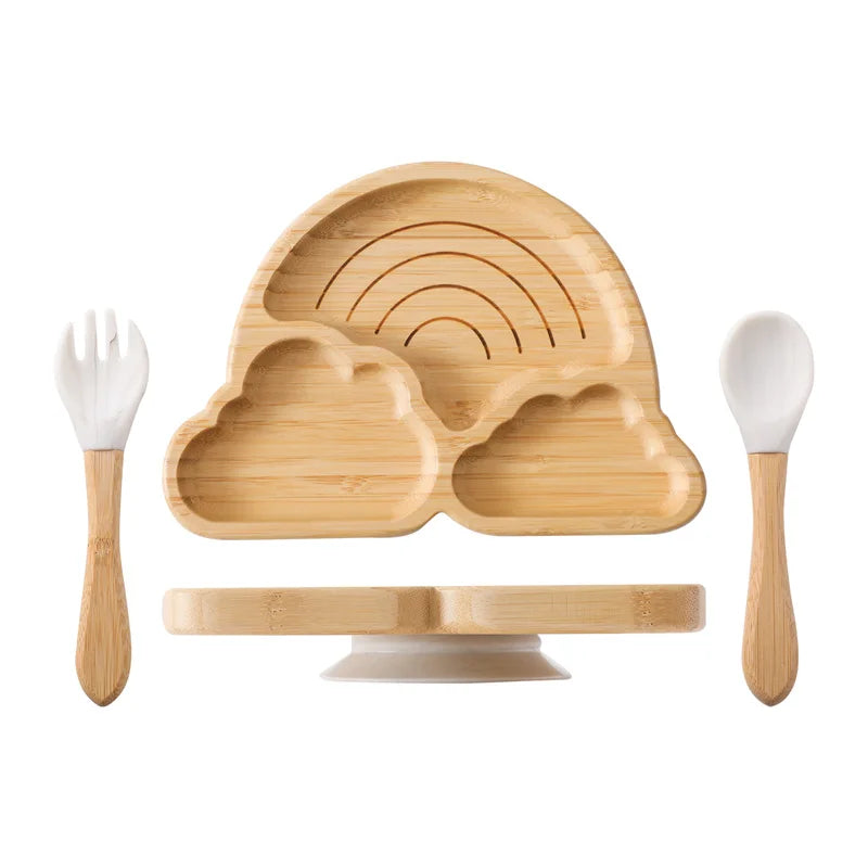 Bamboo Suction Cloud Plate – Optional Matching Cutlery