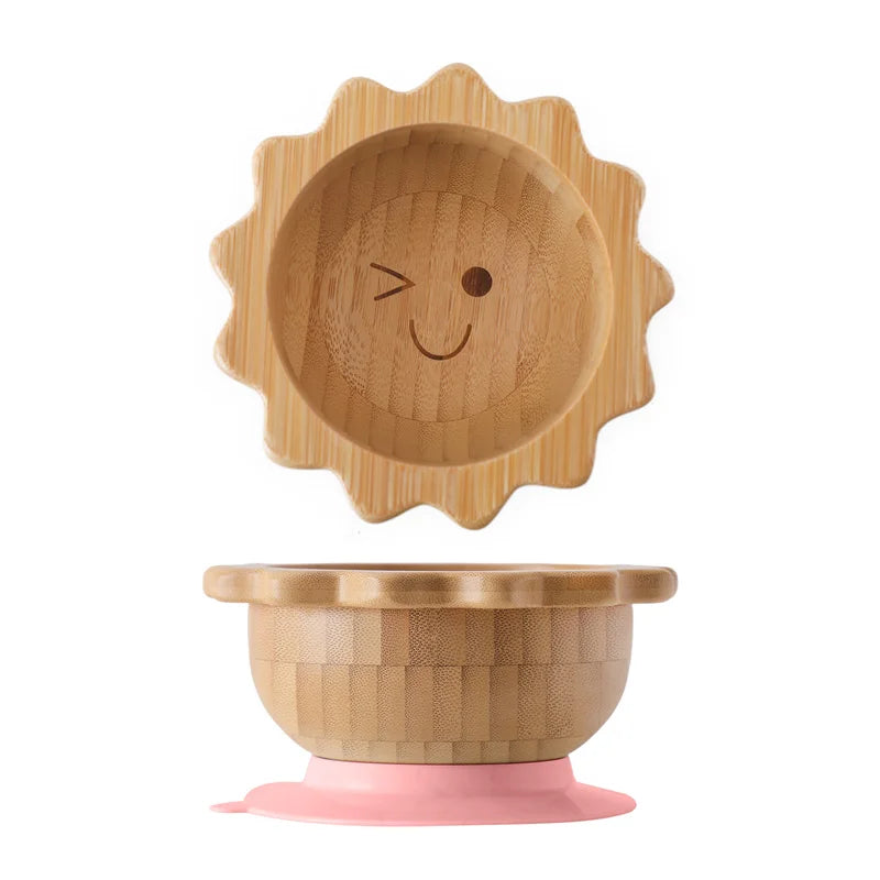 Sun Bamboo Suction Bowl – Optional Matching Cutlery Set