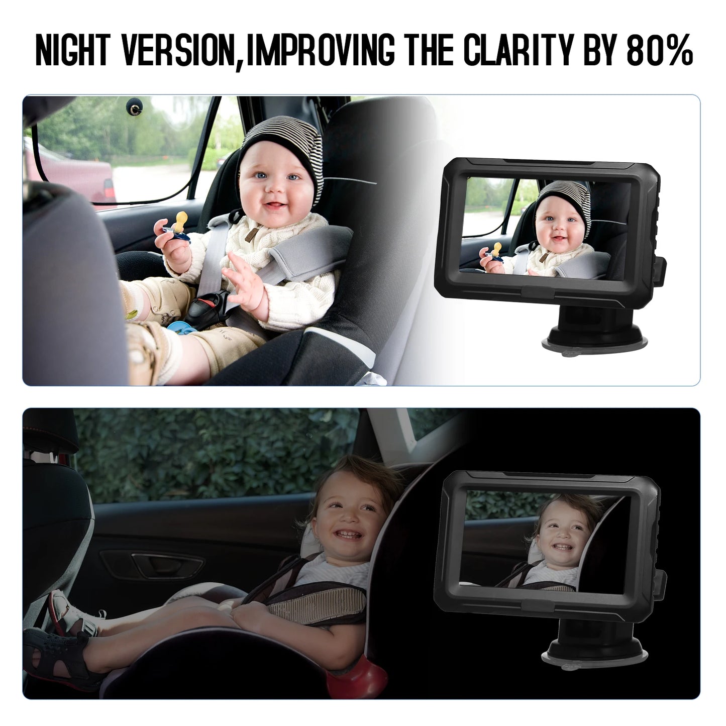 Rear View Baby Car Monitor - 4.3'' IPS Adjustable Wide View Screen